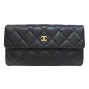 Pre-owned Leather wallets Chanel Vintage , Black , Dames