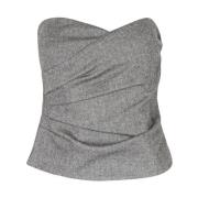 Bustier top van wolmix met draperie Ottod'Ame , Gray , Dames