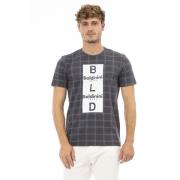 Casual Ronde Hals T-shirt met Voorprint Baldinini , Gray , Heren