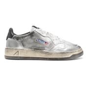 Vintage Zilveren Leren Sneakers Autry , Gray , Heren