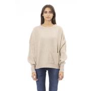 Trendy Gebreide Top met Voorzak Baldinini , Beige , Dames