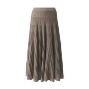 Lurex Geplooide Midi Rok Twinset , Brown , Dames