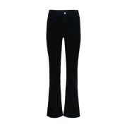 Blauwe Cord Flared Rib Broek Red Button , Blue , Dames