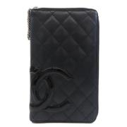 Pre-owned Leather wallets Chanel Vintage , Black , Dames