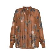 Bohemian katoen en zijde blouse Forte Forte , Brown , Dames