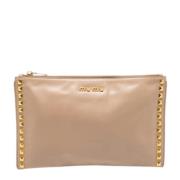 Pre-owned Leather clutches Miu Miu Pre-owned , Beige , Dames