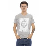 Korte Mouw V-hals T-shirt Trussardi , Gray , Heren