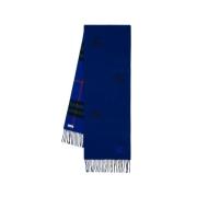 Blauwe Cashmere Logo Sjaal Burberry , Blue , Unisex