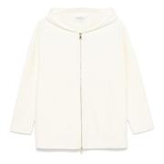 Witte Fleece Textuur Jas met Capuchon Max Mara , White , Dames