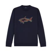 Navy Katoenmix Regular Fit Sweatshirt Paul & Shark , Blue , Heren