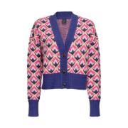 Korte cardigan van wolmix met bloemendesign Pinko , Multicolor , Dames