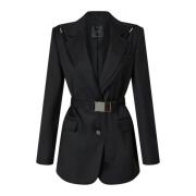 Gewatteerde flanellen blazer met riem Pinko , Black , Dames