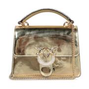 Zilver Metallic Leren Strass Tas Pinko , Brown , Dames