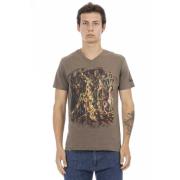 Korte Mouw V-hals T-shirt Trussardi , Brown , Heren