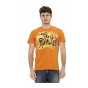 Casual T-shirt met ronde hals Trussardi , Orange , Heren