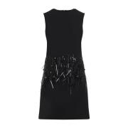 Zwarte Wol Zijde Jurk Elegante Stijl Valentino , Black , Dames