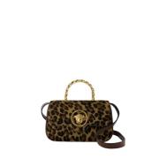 Bruin Leren Crossbody Tas met Ketting Versace , Brown , Dames