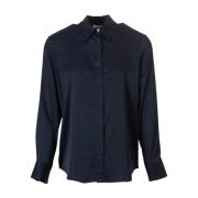 Navy Lange Mouw Satijnen Overhemd Peserico , Blue , Dames