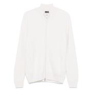 Luxe Cashmere Cardigan, Volledige Rits, Italië Barba , White , Heren