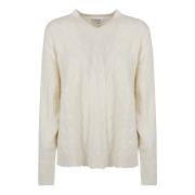 Kasjmier Kabel V-hals Sweater Re/Done , White , Dames