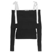 Off-Shoulder Gebreide Top Met Bandjes Rotate Birger Christensen , Blac...