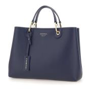 Vegan Leren Handtas, Blauw Hertenprint Emporio Armani , Blue , Dames