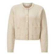 Bouclé Crew Neck Cardigan Rich & Royal , Beige , Dames