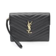 Pre-owned Leather clutches Saint Laurent Vintage , Black , Dames