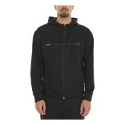 Hoodie met rits en reliëflogo Boss , Black , Heren