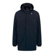 Middellange heren parka met afneembare capuchon K-Way , Blue , Heren