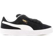 Zwarte Suède Sneakers met Leren Details Puma , Black , Heren