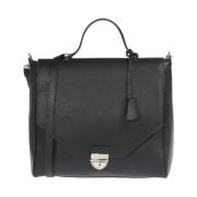 Leren handtas met metalen druksluiting Trussardi , Black , Dames