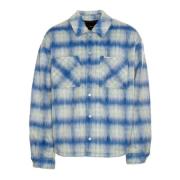 Gewatteerd Overshirt met Drukknoopsluiting Represent , Blue , Heren