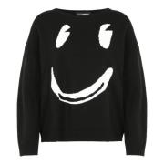 Boxy Style Pullover met Smiley Motif Doris S , Multicolor , Dames