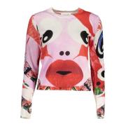 Roze Longsleeve Top Contrast Details Desigual , Multicolor , Dames