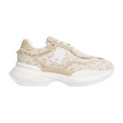 Monogram Jacquard Sneakers Beige/Wit Logo Tommy Hilfiger , Beige , Dam...