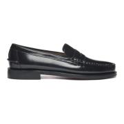 Handgemaakte leren mocassin schoen Sebago , Black , Heren