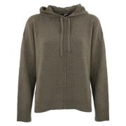 Kasjmier trui met capuchon en geribde manchetten Max Mara Weekend , Br...