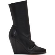 Zwarte Leren Enkellaarzen Rick Owens , Black , Dames