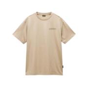 Heren Albula Korte Mouw T-Shirt Napapijri , Beige , Heren