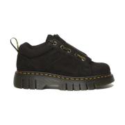 Zwarte Wandelaar Rits Schoenen Logo Rubber Dr. Martens , Black , Dames