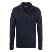 Katoenen halve rits gebreide kleding Ralph Lauren , Blue , Heren