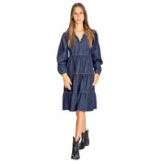 Denim jurk met uitlopende rok Love Moschino , Blue , Dames