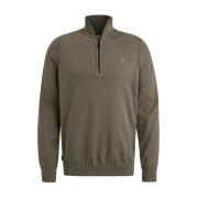 Half Zip Katoen Stretch Pullover Cast Iron , Green , Heren