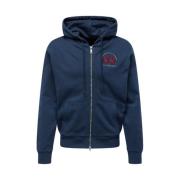 Katoenen Hoodie met Volledige Rits en Logo La Martina , Blue , Heren