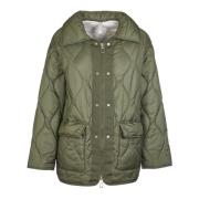 Militaire Stijl Gewatteerde Jas Duno , Green , Dames