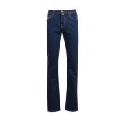 Italiaanse Denimkleding met Beige Patch Jacob Cohën , Blue , Heren