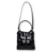 Gevlochten Zwarte Crossbody Tas Núnoo , Black , Dames