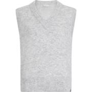 Grijze Geborstelde Trui V-Hals Mouwloos Calvin Klein , Gray , Dames