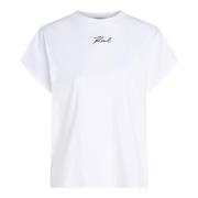 Biologisch katoenen T-shirt met logoborduursel Karl Lagerfeld , White ...